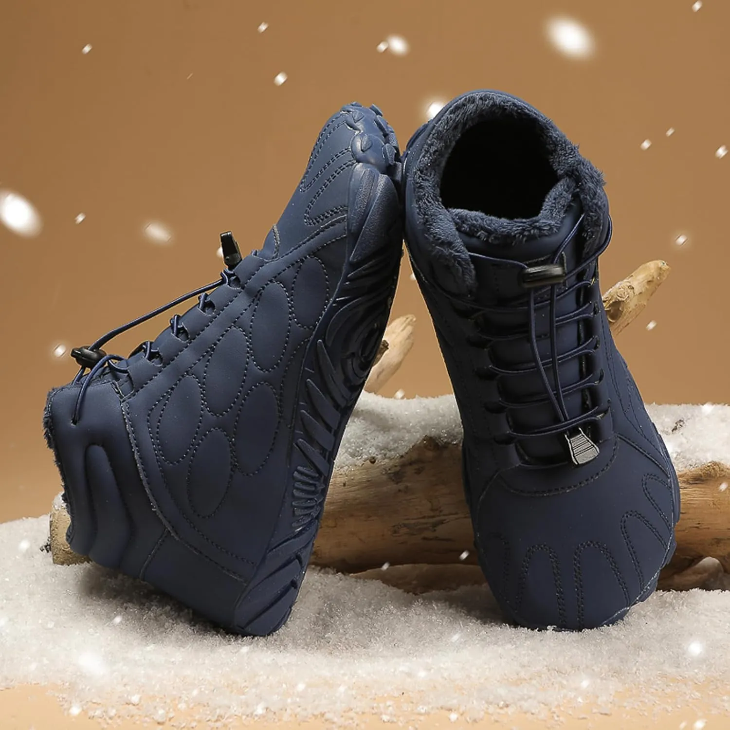 FLIOZY Mens and Womens Non-Slip Winter Shoes Waterproof Warm Outdoor Barefoot Shoes Hiking Boots