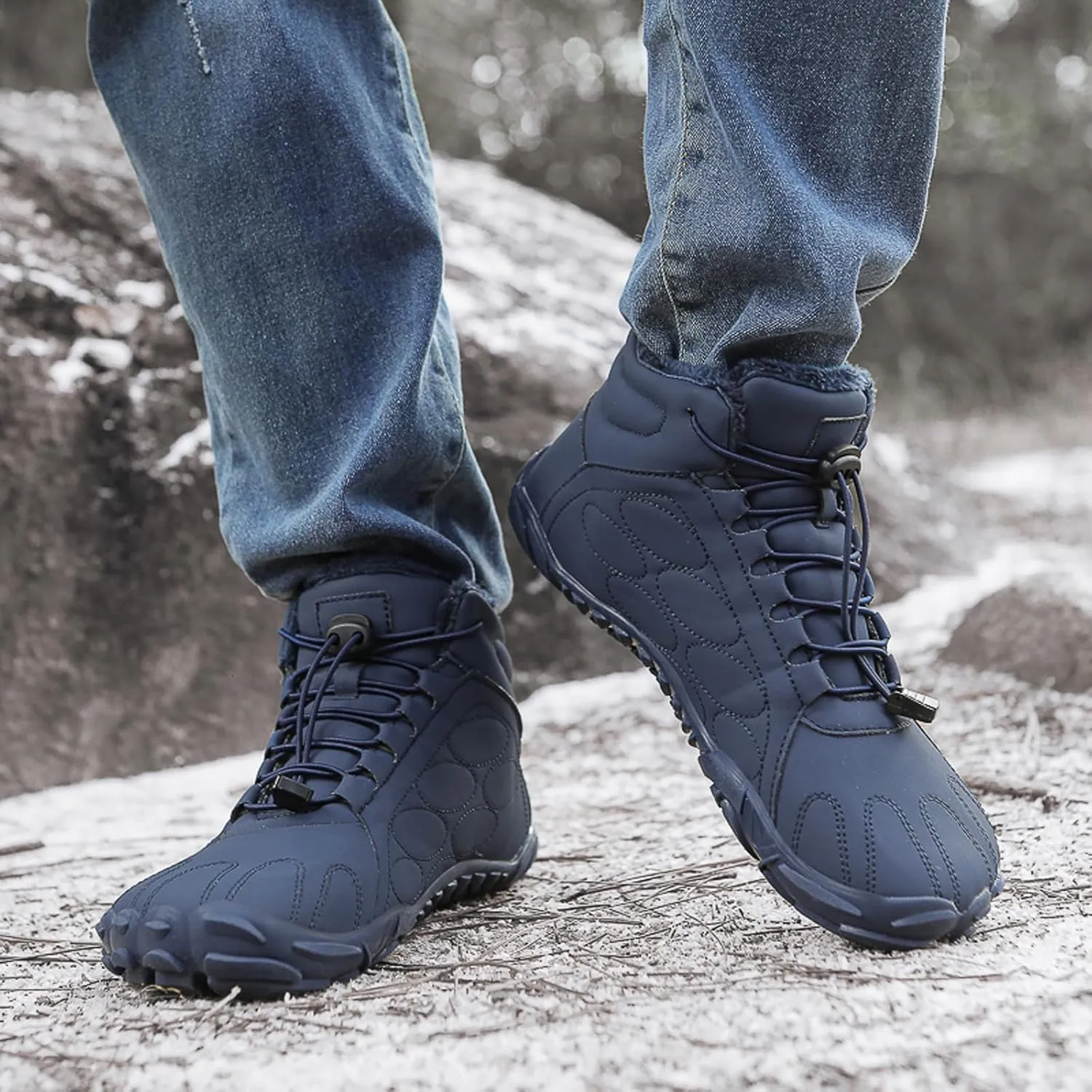 FLIOZY Mens and Womens Non-Slip Winter Shoes Waterproof Warm Outdoor Barefoot Shoes Hiking Boots