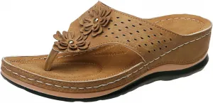 Gibobby Sandals for Women Wedge Sandals with Arch Support Summer Platform Bohemia Flip Flops Flat Shoes Casual Thong Sandals