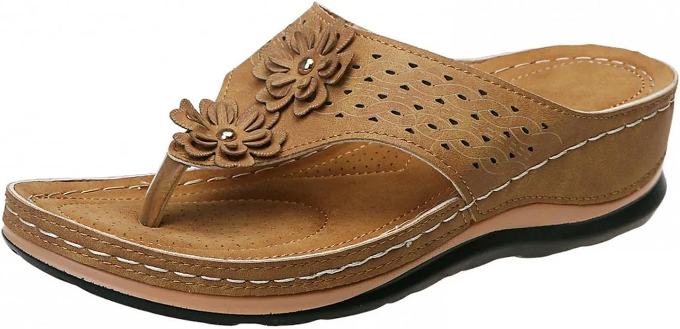 Gibobby Sandals for Women Wedge Sandals with Arch Support Summer Platform Bohemia Flip Flops Flat Shoes Casual Thong Sandals