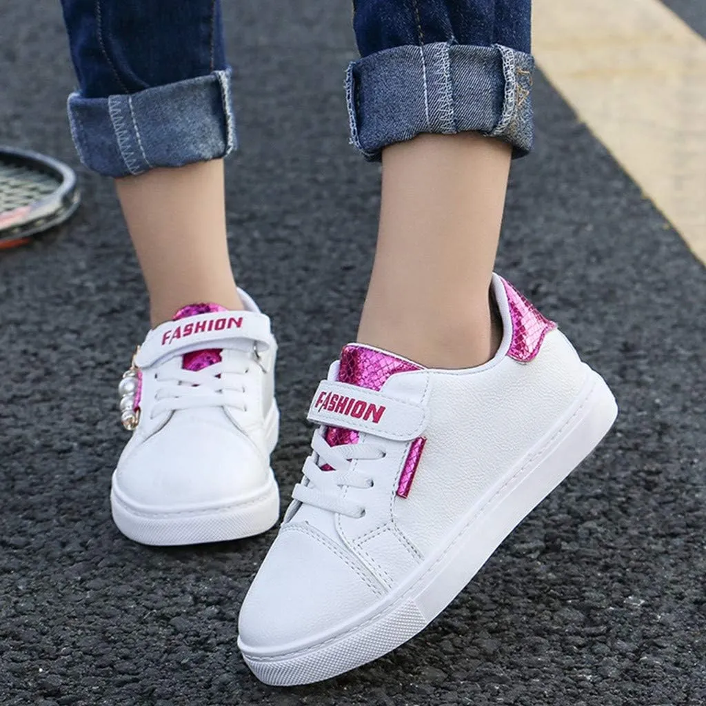 Girls Tennis Running Shoes Fashion Lightweight Athletic Walking Sneakers Children Flat Sport Shoes for Little Girls