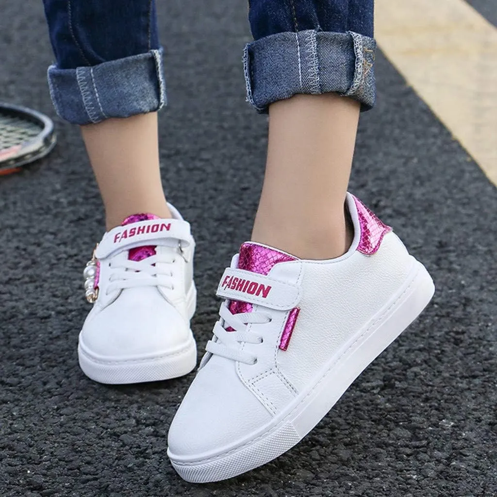Girls Tennis Running Shoes Fashion Lightweight Athletic Walking Sneakers Children Flat Sport Shoes for Little Girls