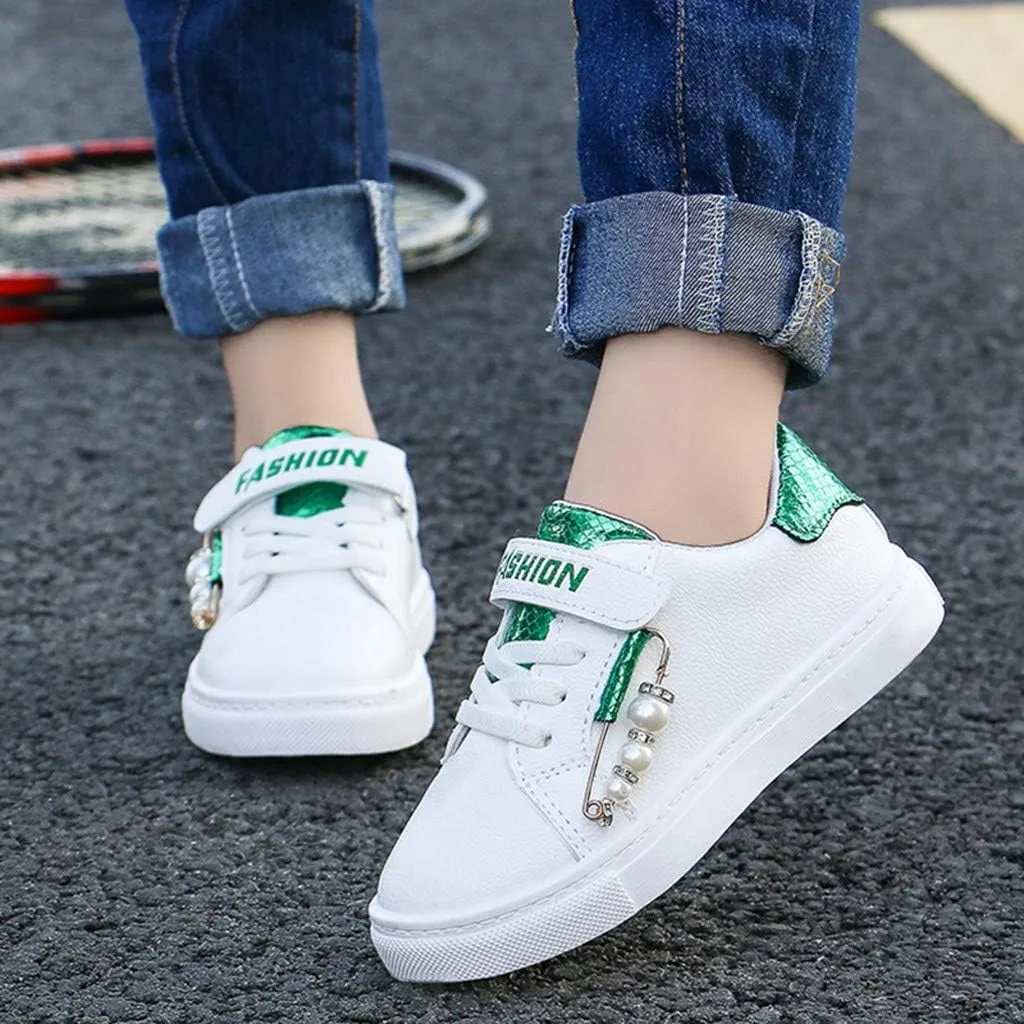 Girls Tennis Running Shoes Fashion Lightweight Athletic Walking Sneakers Children Flat Sport Shoes for Little Girls