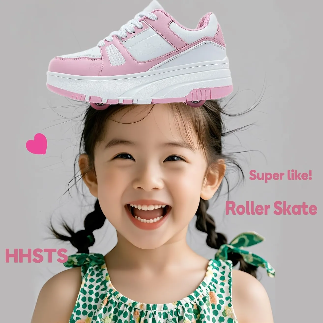 HHSTS Roller Skate Shoes for Kids Boys Girls Upgraded Fashion Sneakers with Detachable 4-Wheels for Kid Sport Shoes Christmas Birthday Gifts