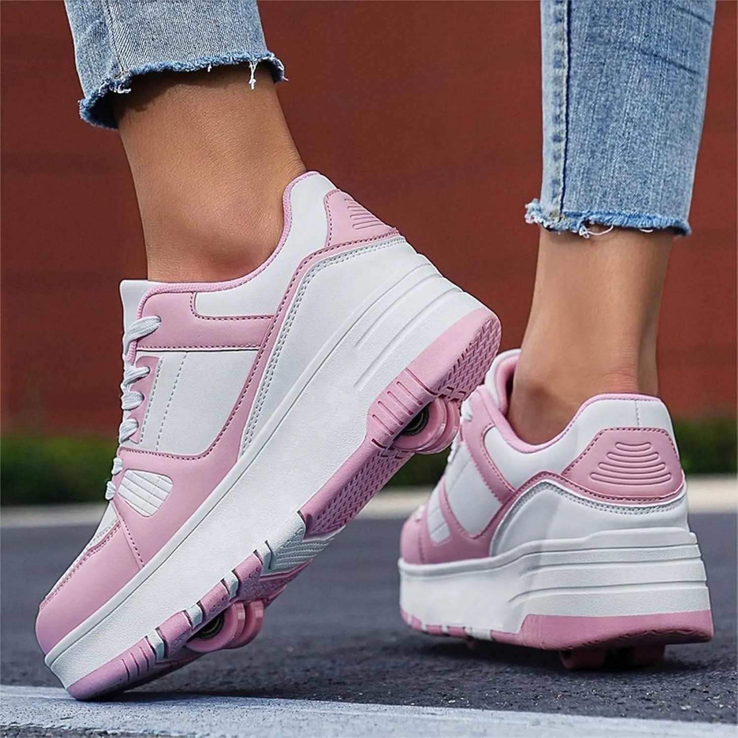 HHSTS Roller Skate Shoes for Kids Boys Girls Upgraded Fashion Sneakers with Detachable 4-Wheels for Kid Sport Shoes Christmas Birthday Gifts