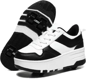 HHSTS Roller Skate Shoes for Kids Boys Girls Upgraded Fashion Sneakers with Detachable 4-Wheels for Kid Sport Shoes Christmas Birthday Gifts