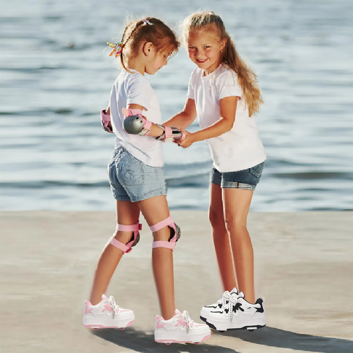 HHSTS Roller Skate Shoes for Kids Boys Girls Upgraded Fashion Sneakers with Detachable 4-Wheels for Kid Sport Shoes Christmas Birthday Gifts