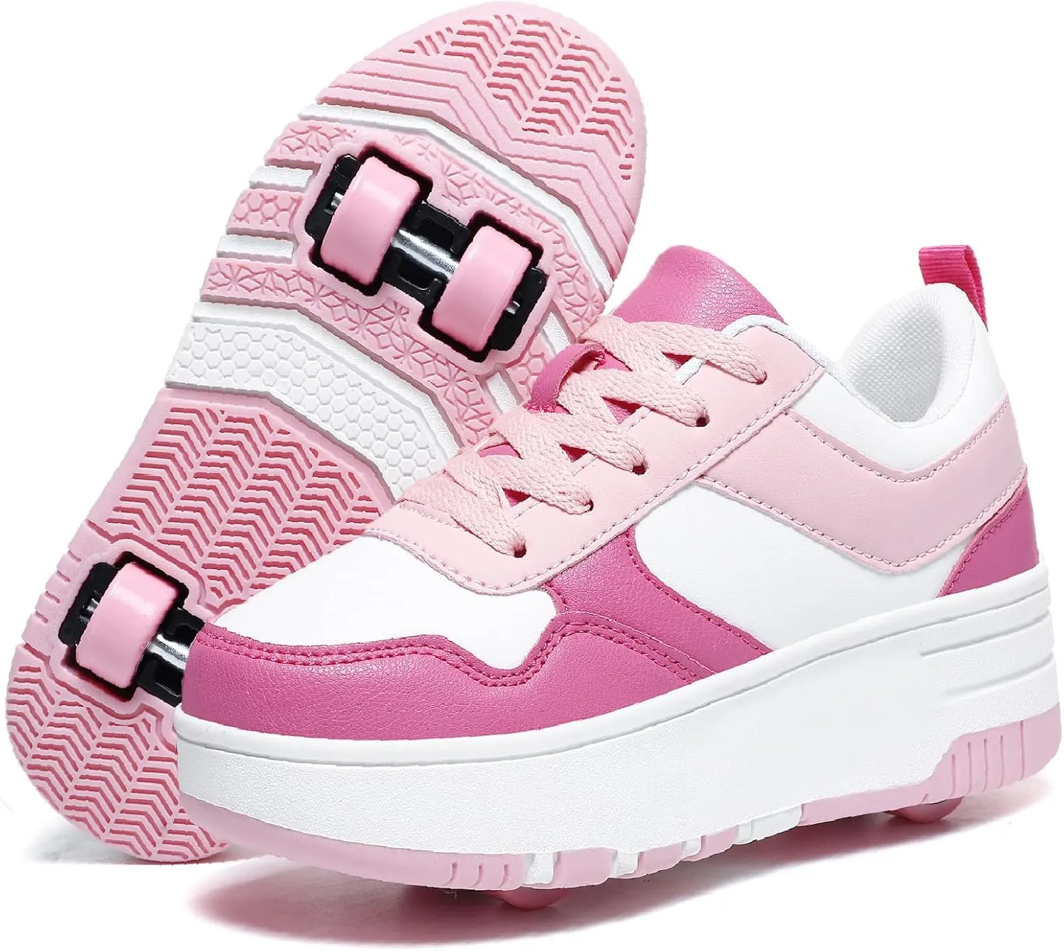 HHSTS Roller Skate Shoes for Kids Boys Girls Upgraded Fashion Sneakers with Detachable 4-Wheels for Kid Sport Shoes Christmas Birthday Gifts
