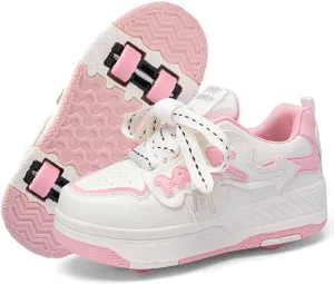 HHSTS Roller Skate Shoes for Kids Boys Girls Upgraded Fashion Sneakers with Detachable 4-Wheels for Kid Sport Shoes Christmas Birthday Gifts