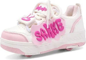 HHSTS Roller Skate Shoes for Kids Boys Girls Upgraded Fashion Sneakers with Detachable 4-Wheels for Kid Sport Shoes Christmas Birthday Gifts