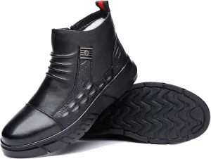 High Rise Hiking Boots, Mens Winter Warm Boots, Casual Leather Ankle Footwear, Classic Work Outdoor Hiking Shose, Comfortable Waterproof Anti-Slip, for Birthday,Father' s Day