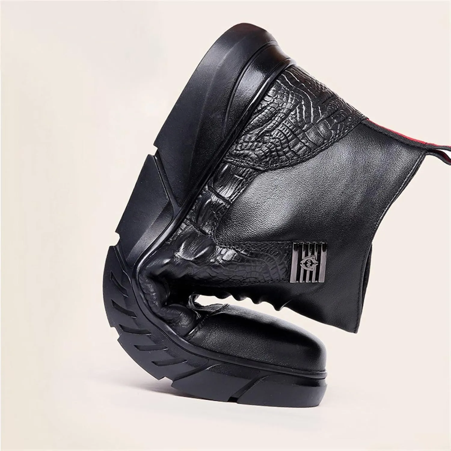 High Rise Hiking Boots, Mens Winter Warm Boots, Casual Leather Ankle Footwear, Classic Work Outdoor Hiking Shose, Comfortable Waterproof Anti-Slip, for Birthday,Father' s Day