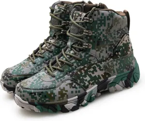 High Rise Hiking Boots, Outdoor Tactical Military Boots, Combat Lace Up All Terrain Shoes,High- top Camo Breathable Trekking Desert Footwear, for Hiking,Hunting,Working,Walking