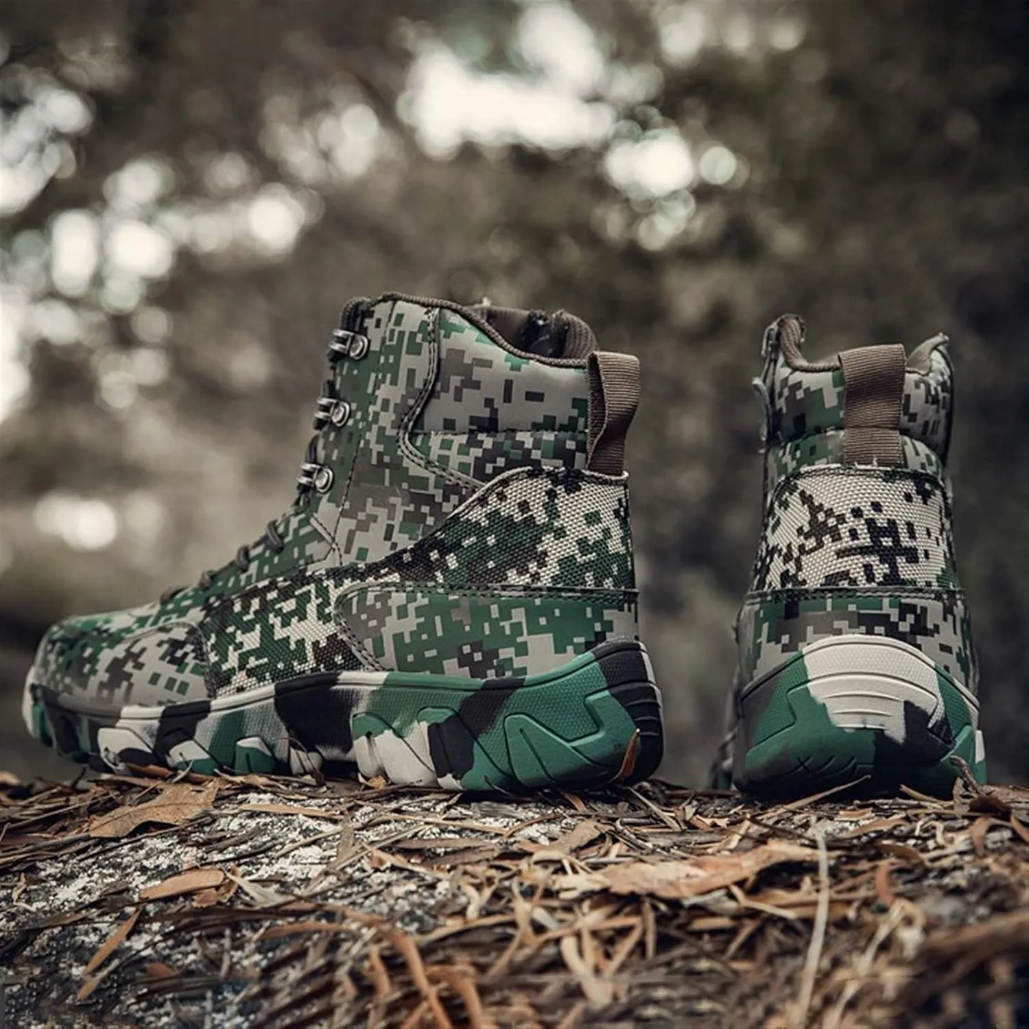 High Rise Hiking Boots, Outdoor Tactical Military Boots, Combat Lace Up All Terrain Shoes,High- top Camo Breathable Trekking Desert Footwear, for Hiking,Hunting,Working,Walking
