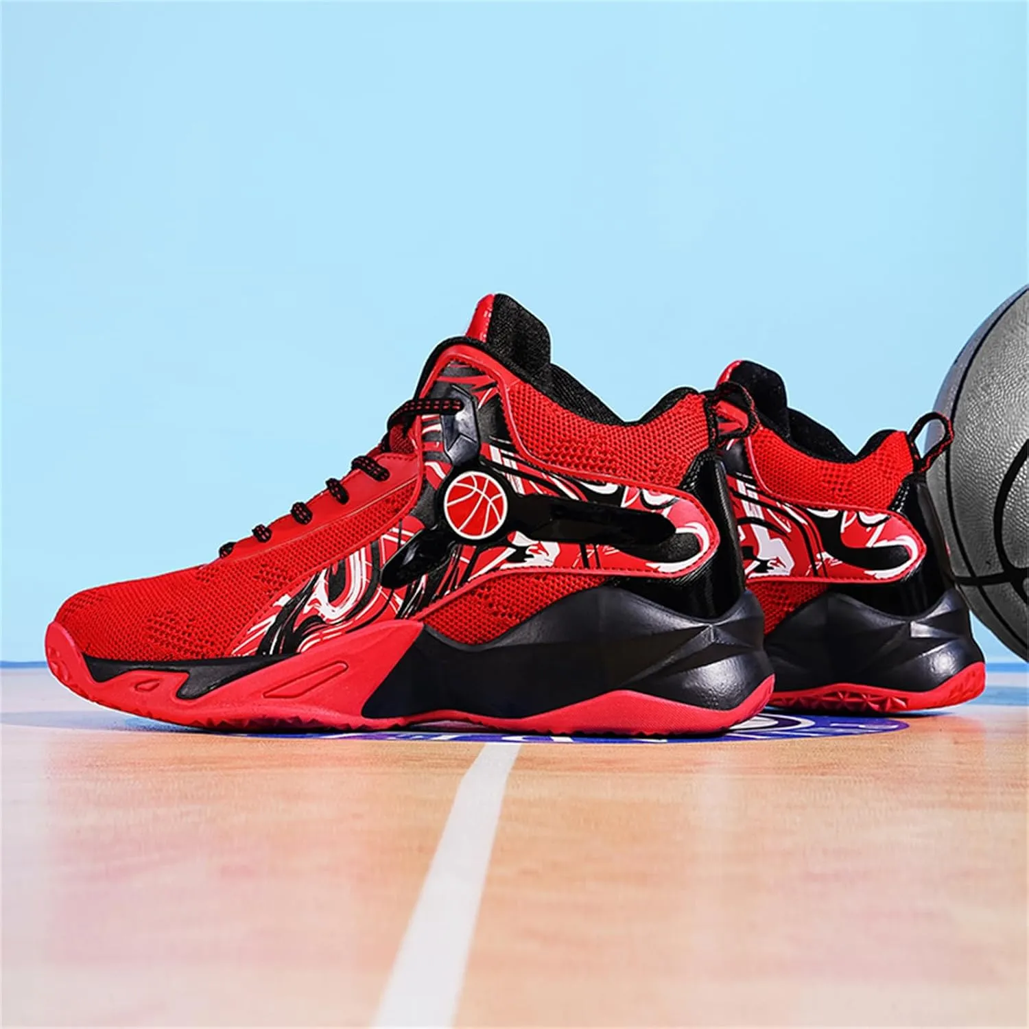 High Top Mens Basketball Shoes Lightweight Fashion Outdoor Sports Shoes Unisex Sneakers Breathable Non Slip Basketball Shoes