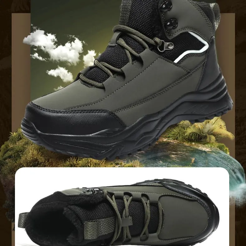Hiking Boots Mens Winter Snow Boots Water Resistant Warm Fur Lined Anti Slip Ankle Walking Shoes Casual Ankle Sneakers Lightweight Hiking Outdoor Trekking Boot