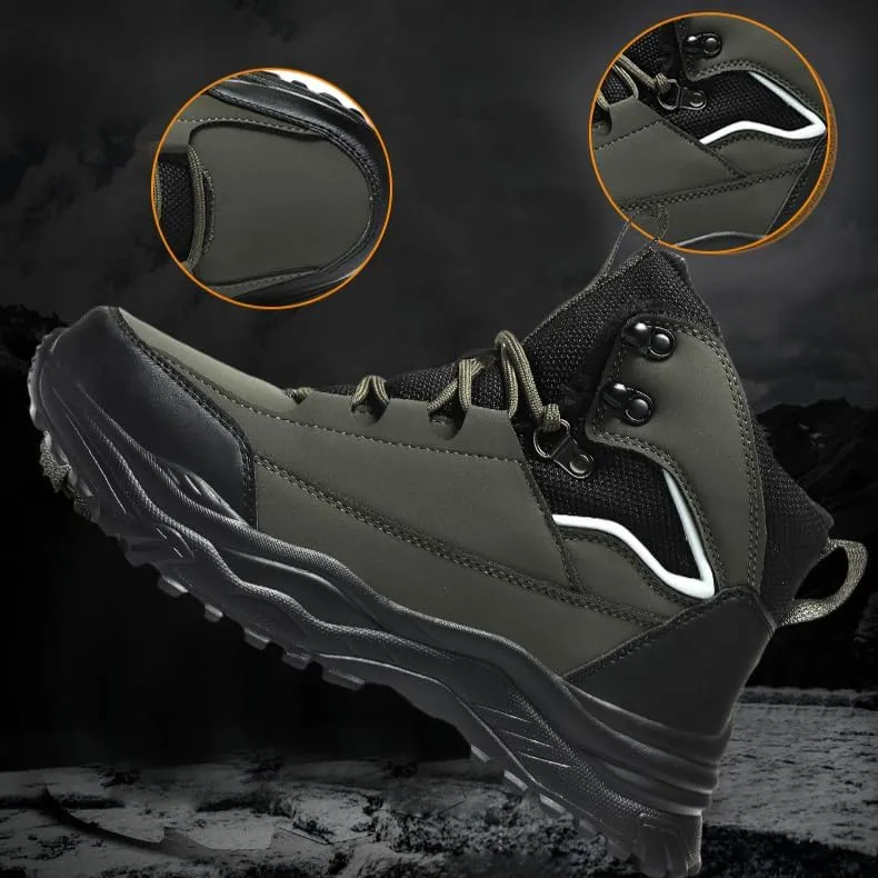 Hiking Boots Mens Winter Snow Boots Water Resistant Warm Fur Lined Anti Slip Ankle Walking Shoes Casual Ankle Sneakers Lightweight Hiking Outdoor Trekking Boot