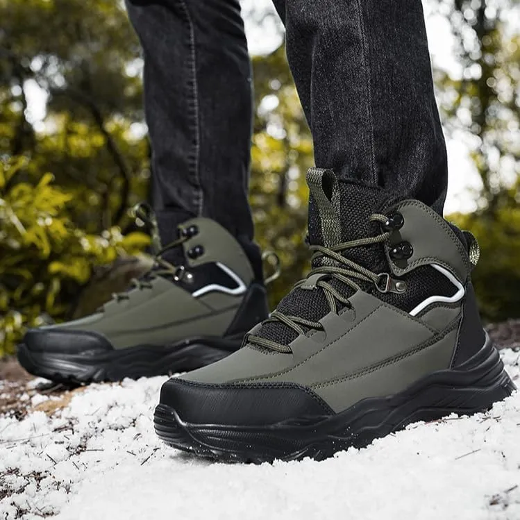 Hiking Boots Mens Winter Snow Boots Water Resistant Warm Fur Lined Anti Slip Ankle Walking Shoes Casual Ankle Sneakers Lightweight Hiking Outdoor Trekking Boot