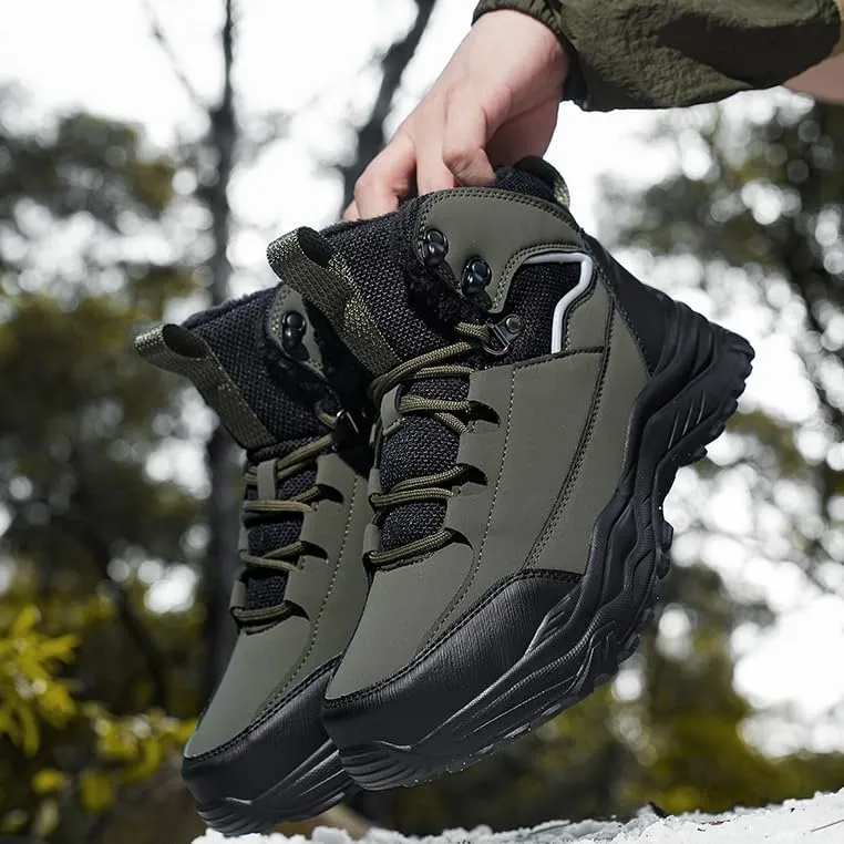 Hiking Boots Mens Winter Snow Boots Water Resistant Warm Fur Lined Anti Slip Ankle Walking Shoes Casual Ankle Sneakers Lightweight Hiking Outdoor Trekking Boot