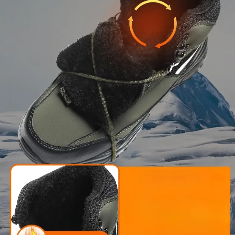 Hiking Boots Mens Winter Snow Boots Water Resistant Warm Fur Lined Anti Slip Ankle Walking Shoes Casual Ankle Sneakers Lightweight Hiking Outdoor Trekking Boot