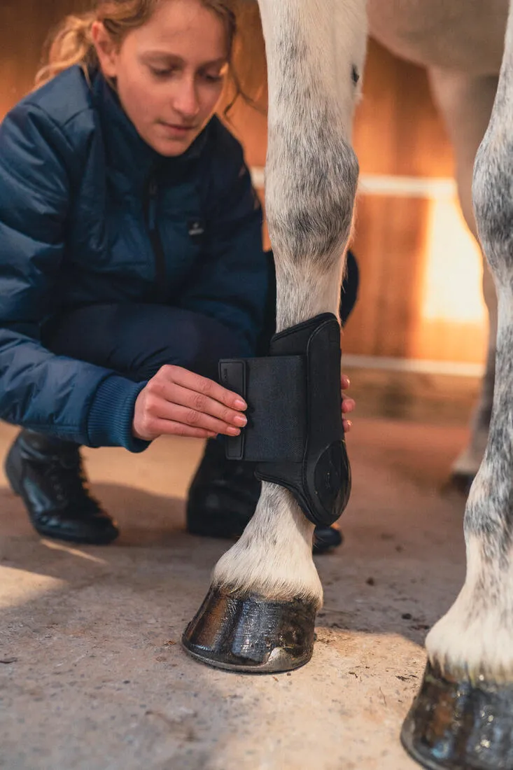 Horse Riding Brushing Boots for Horse and Pony Poly 500 Twin-Pack - Black