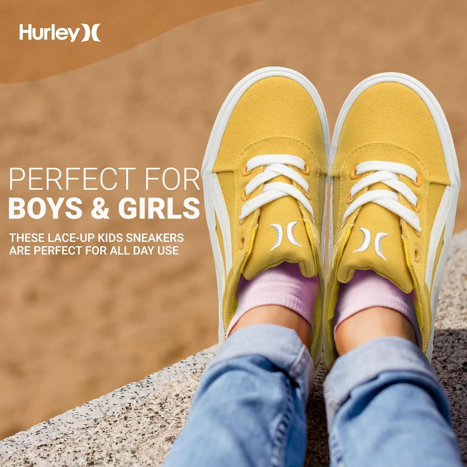 Hurley Boardy Kids Lace Up Canvas Sneakers ?C Low Cut Skateboarding Shoes for Kids, Sports Shoes for Boys and Girls