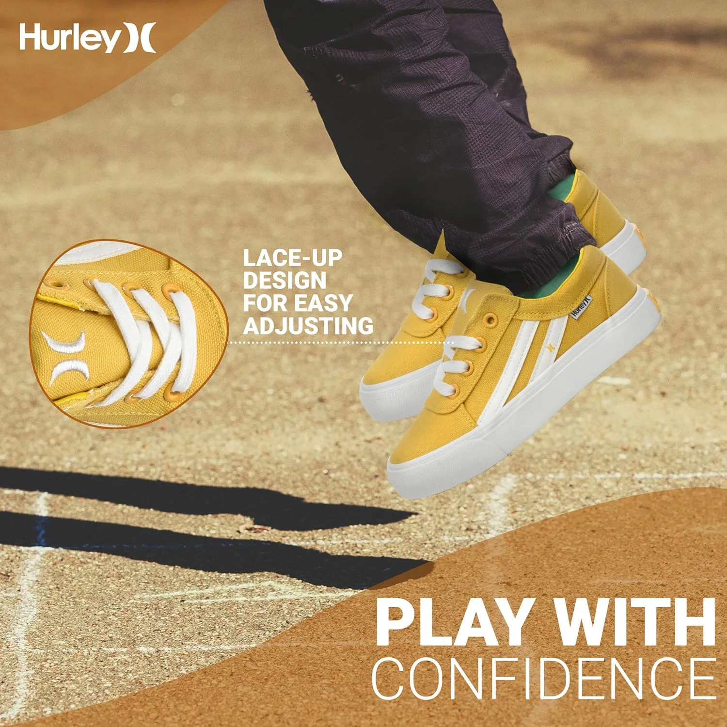 Hurley Boardy Kids Lace Up Canvas Sneakers ?C Low Cut Skateboarding Shoes for Kids, Sports Shoes for Boys and Girls