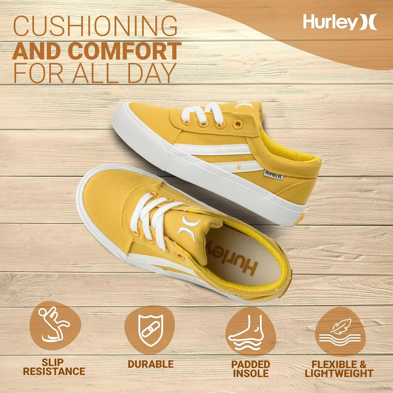 Hurley Boardy Kids Lace Up Canvas Sneakers ?C Low Cut Skateboarding Shoes for Kids, Sports Shoes for Boys and Girls
