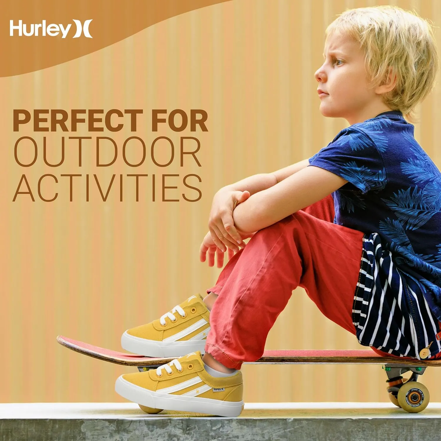 Hurley Boardy Kids Lace Up Canvas Sneakers ?C Low Cut Skateboarding Shoes for Kids, Sports Shoes for Boys and Girls