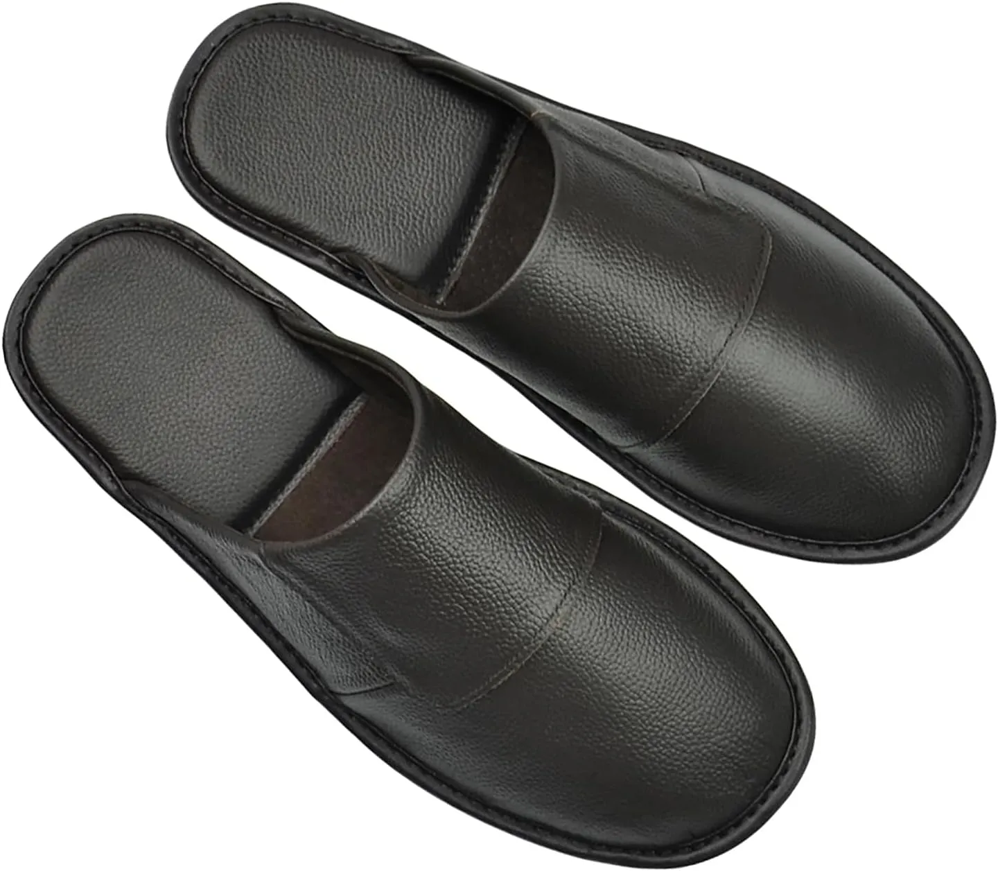 Hwayslon Leather Slippers Men's Women's Leather Room Shoes Natural Cowhide Luxury Solid Color Unisex
