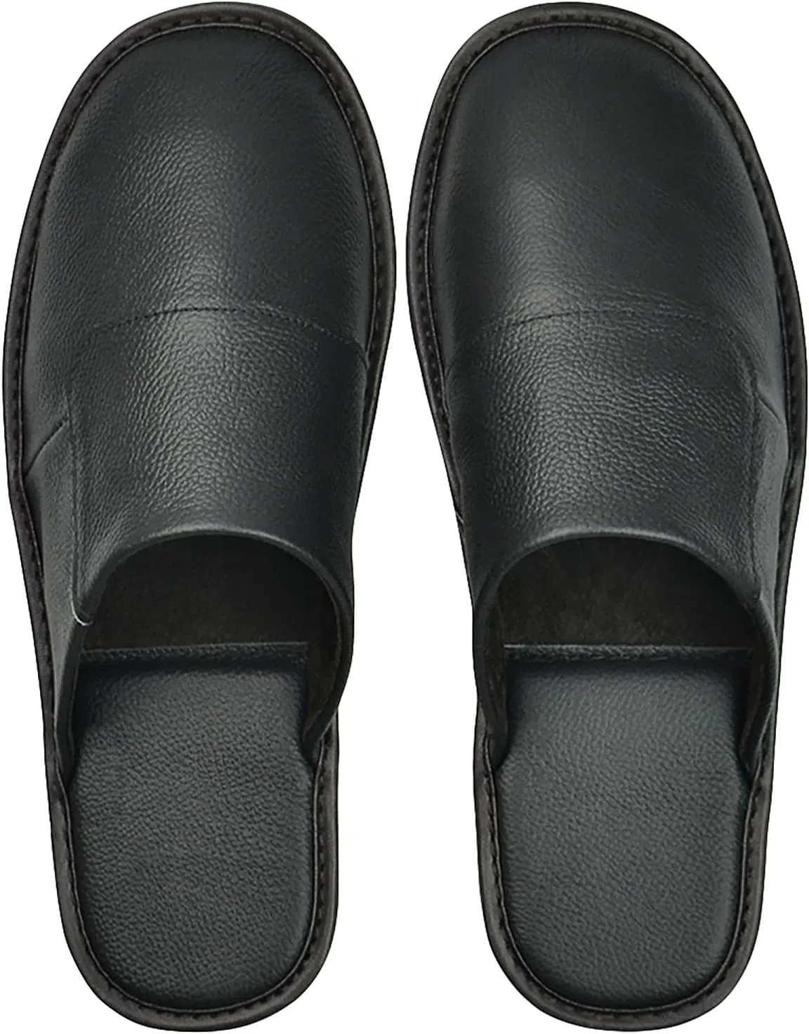 Hwayslon Leather Slippers Men's Women's Leather Room Shoes Natural Cowhide Luxury Solid Color Unisex