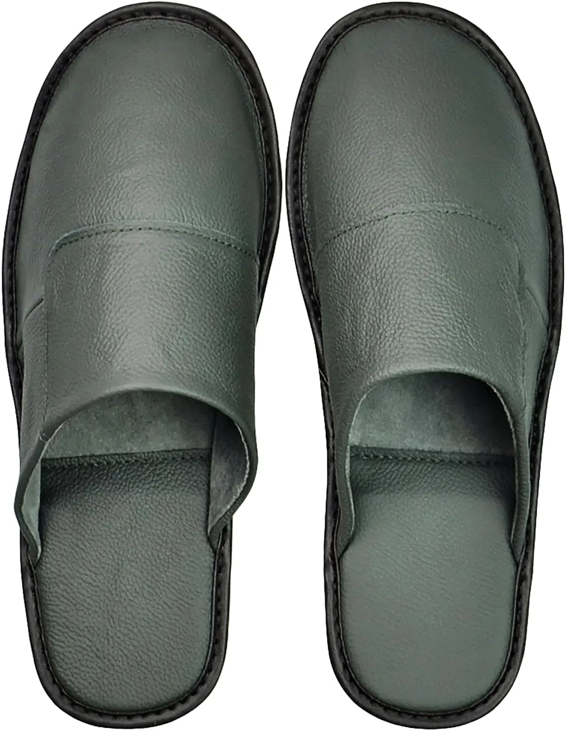 Hwayslon Leather Slippers Men's Women's Leather Room Shoes Natural Cowhide Luxury Solid Color Unisex