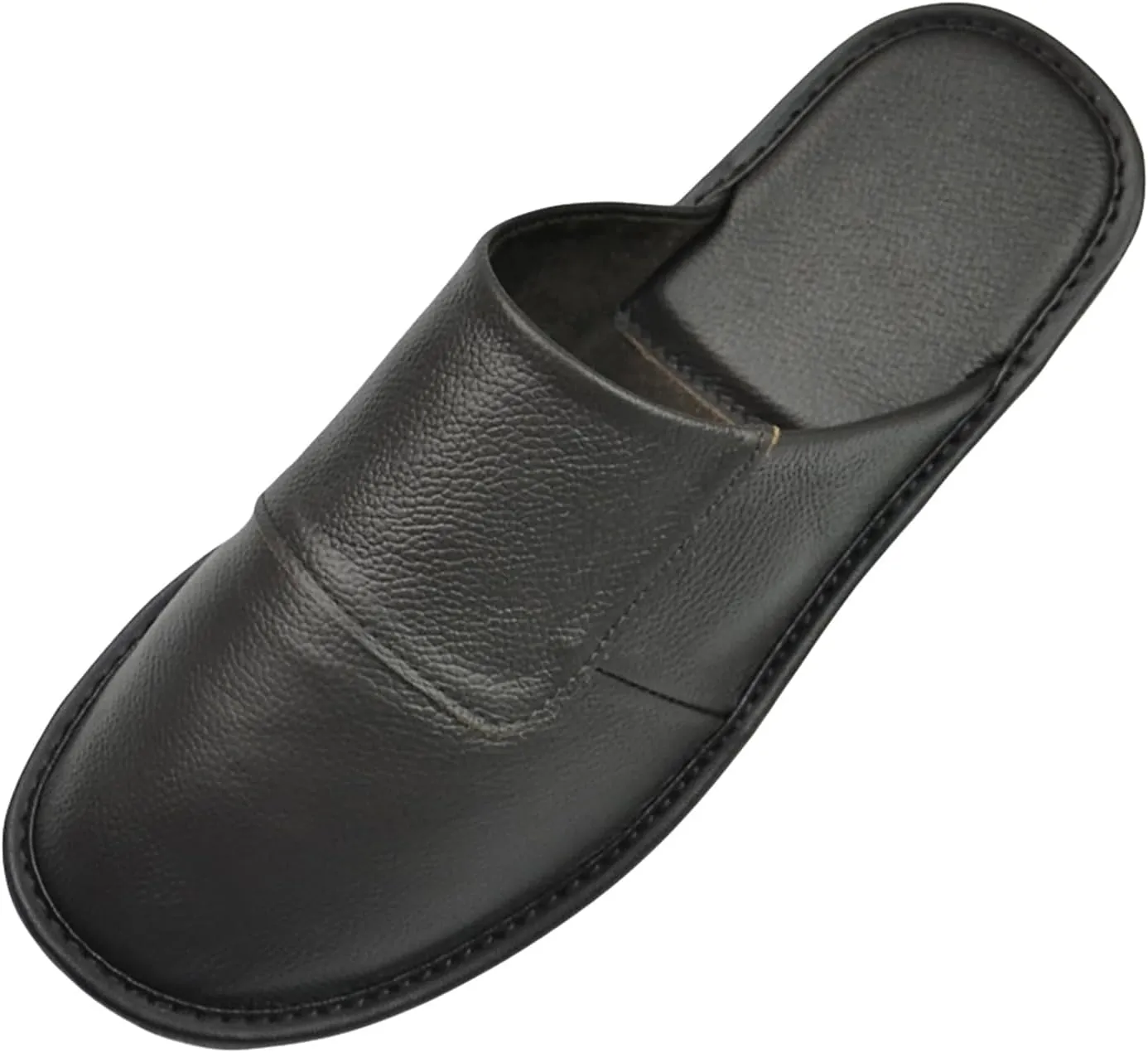 Hwayslon Leather Slippers Men's Women's Leather Room Shoes Natural Cowhide Luxury Solid Color Unisex