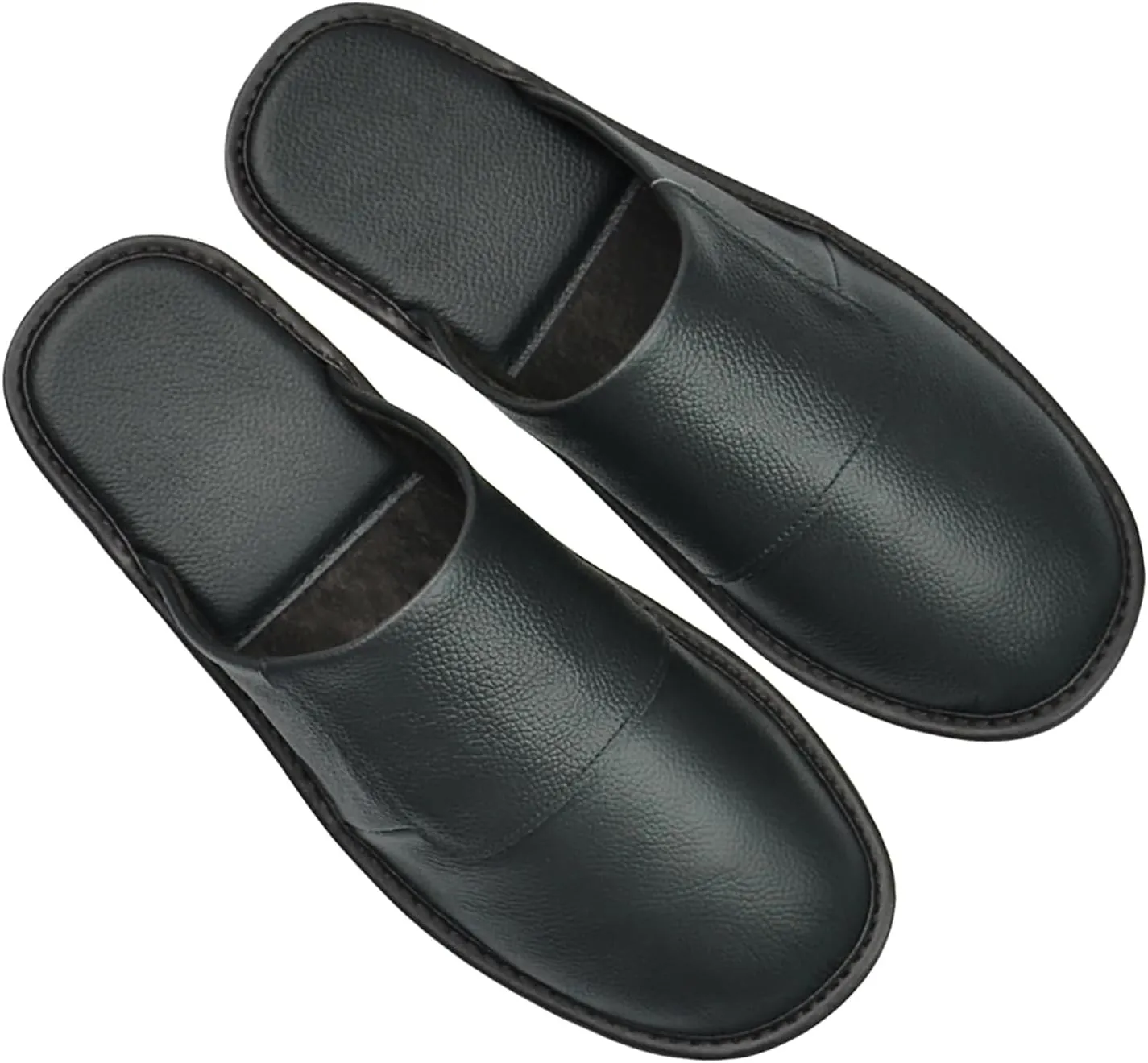 Hwayslon Leather Slippers Men's Women's Leather Room Shoes Natural Cowhide Luxury Solid Color Unisex