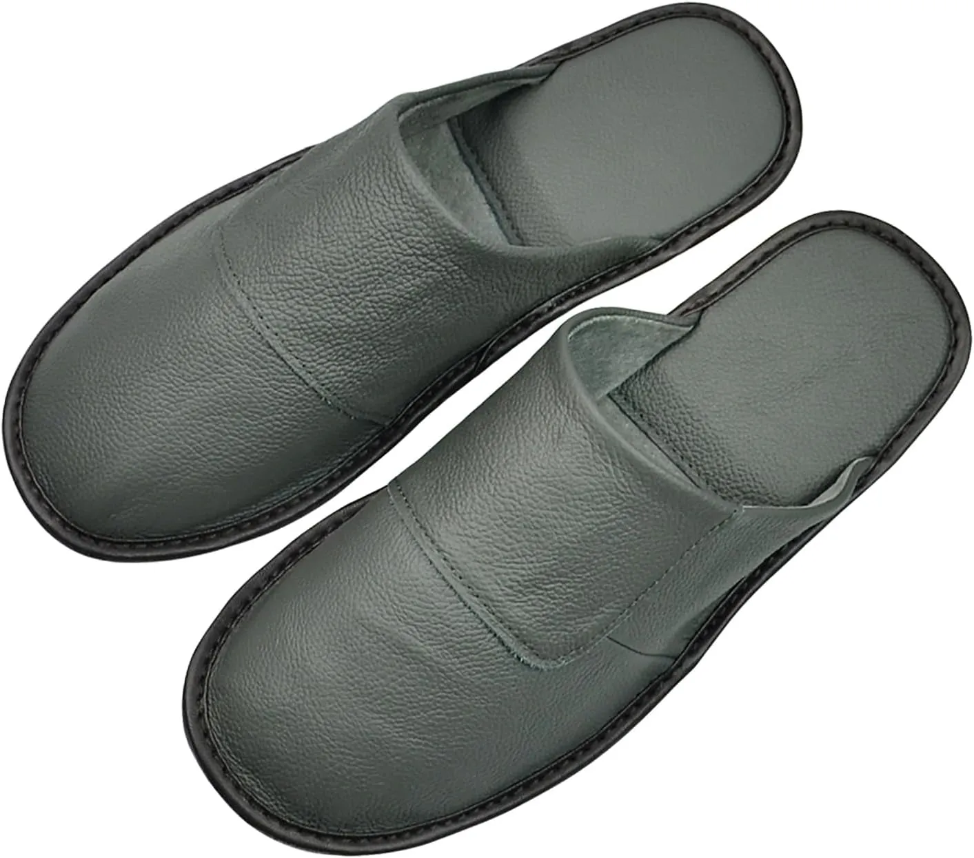 Hwayslon Leather Slippers Men's Women's Leather Room Shoes Natural Cowhide Luxury Solid Color Unisex