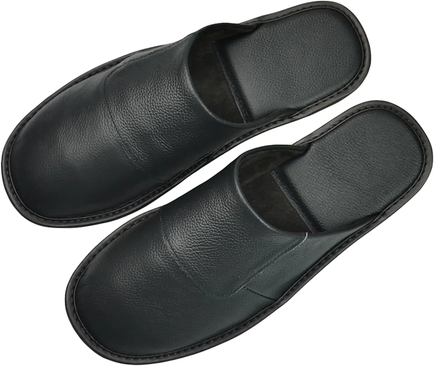 Hwayslon Leather Slippers Men's Women's Leather Room Shoes Natural Cowhide Luxury Solid Color Unisex