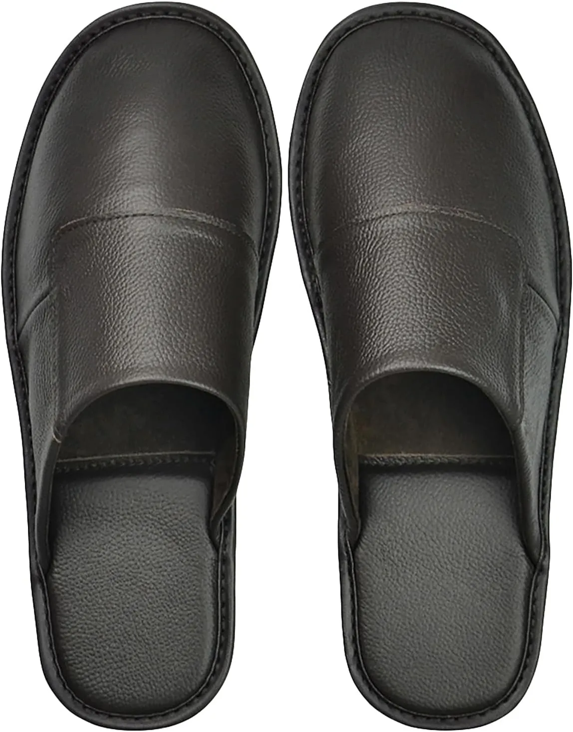 Hwayslon Leather Slippers Men's Women's Leather Room Shoes Natural Cowhide Luxury Solid Color Unisex