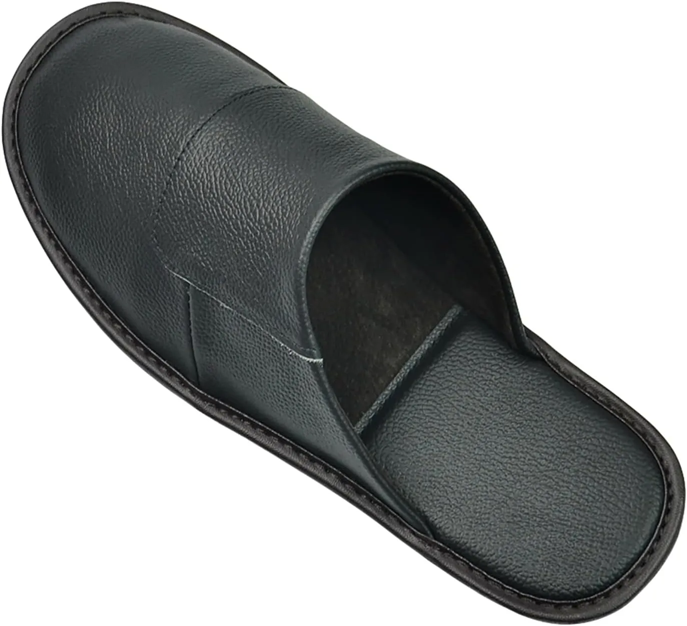 Hwayslon Leather Slippers Men's Women's Leather Room Shoes Natural Cowhide Luxury Solid Color Unisex