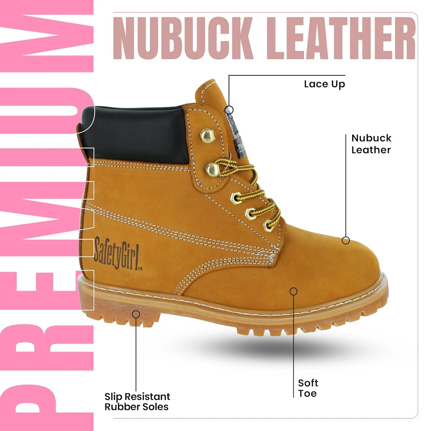 Insulated Soft Toe Women's Work Boot - Tan - 10.5W | 6" Waterproof Work Boots for Women Soft Toe Boots | Insulated Safety Shoes - Nubuck Leather Slip Resistant Womens Work Boot Safety Shoes