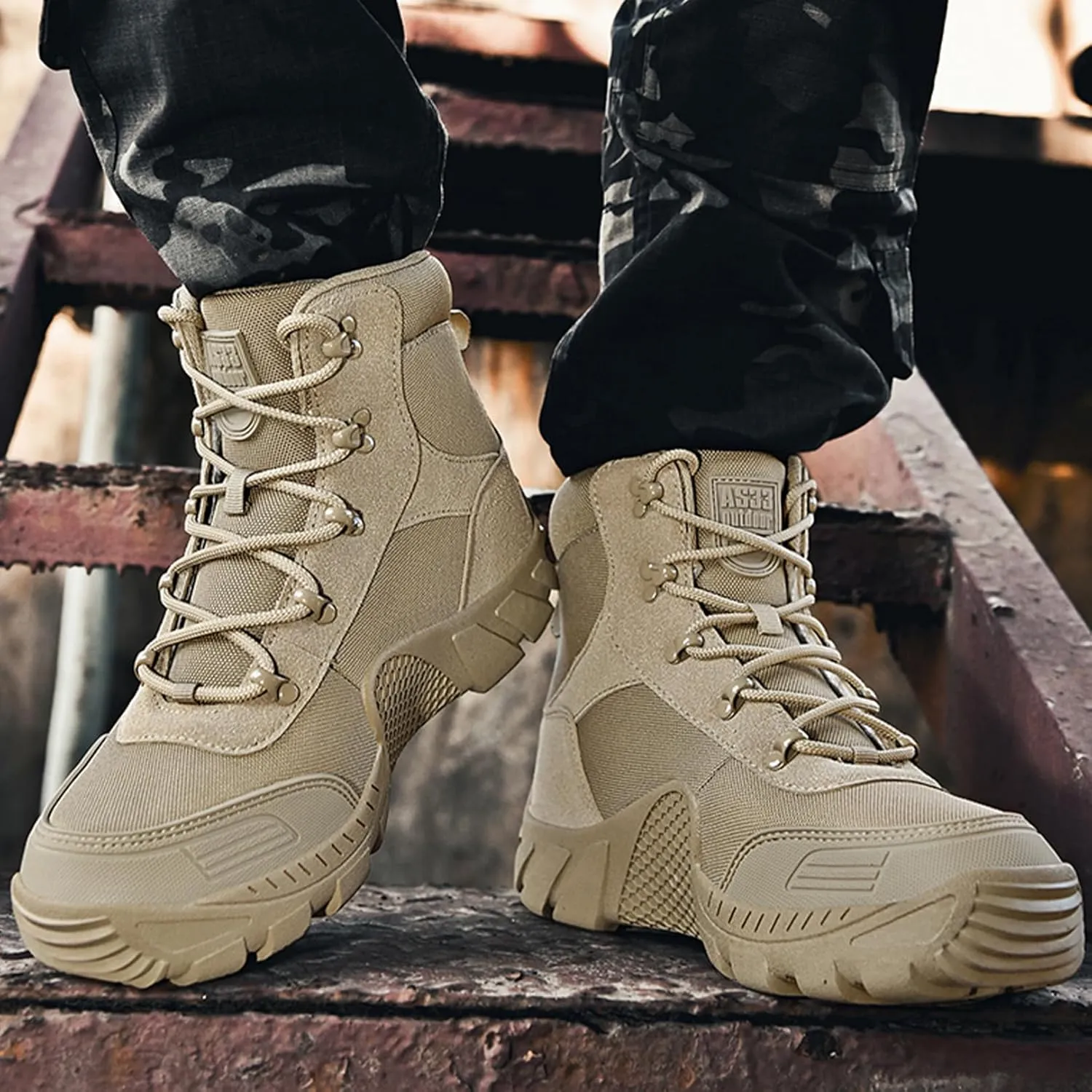 Kervaky Men's Military Tactical Boots Work Boots Outdoor Boots Waterproof Hiking Boots Combat Boots Lightweight Breathable Boots