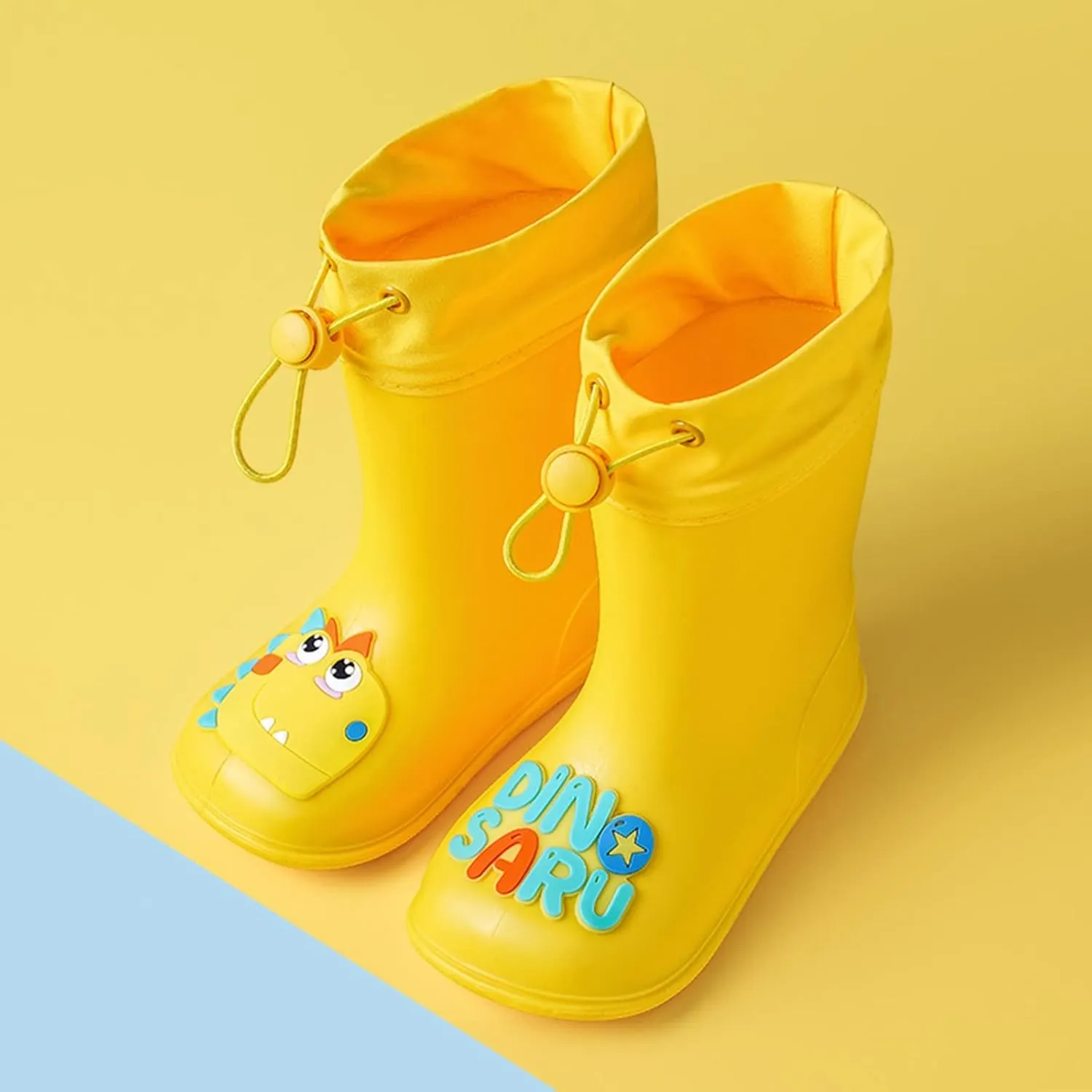 Kids Dinosaur Rain Boots with an Elastic Boot Collar, Toddler Rain Shoes Children Waterproof Boots Toddler Water Shoes