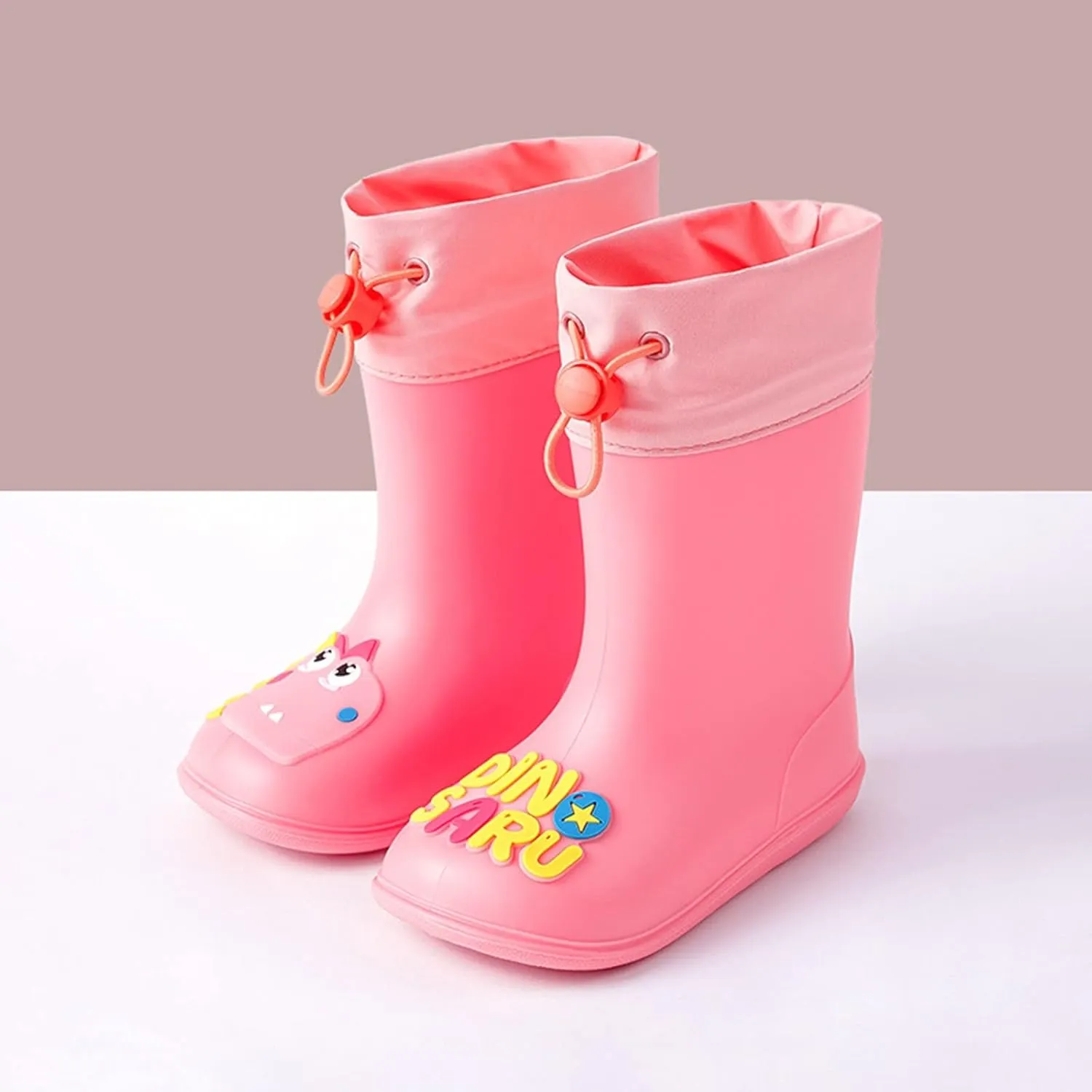 Kids Dinosaur Rain Boots with an Elastic Boot Collar, Toddler Rain Shoes Children Waterproof Boots Toddler Water Shoes