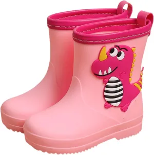 Kids Rain Boots for Girls Boys Toddler Waterproof Cute Cartoon Dinosaur Rain Shoes with Anti Slip Riding Boots Girls