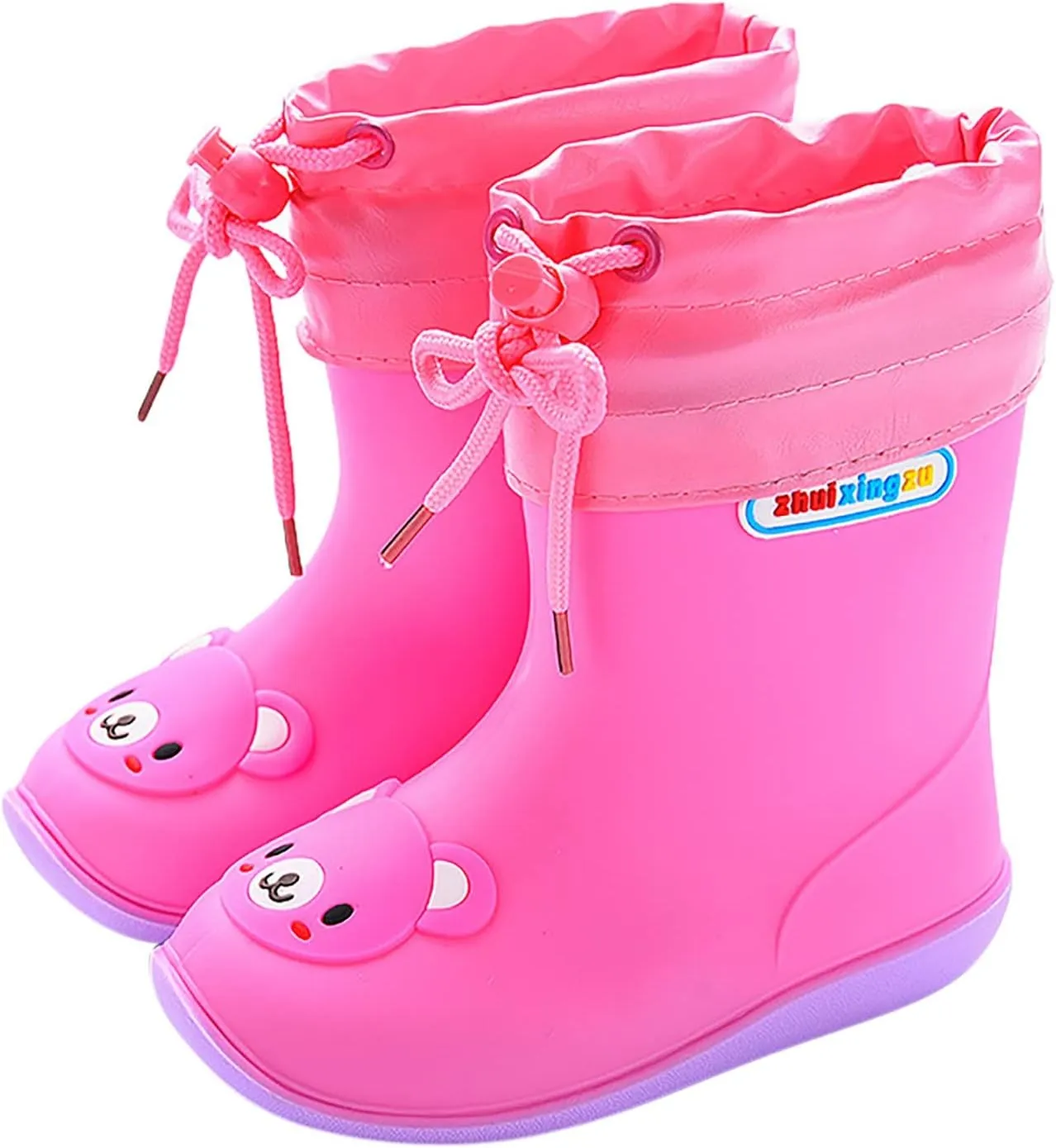 Kids Rain Boots for Girls Boys Waterproof Toddler Cute Cartoon Insulated Rubber boots with Snow Shoes for Kids