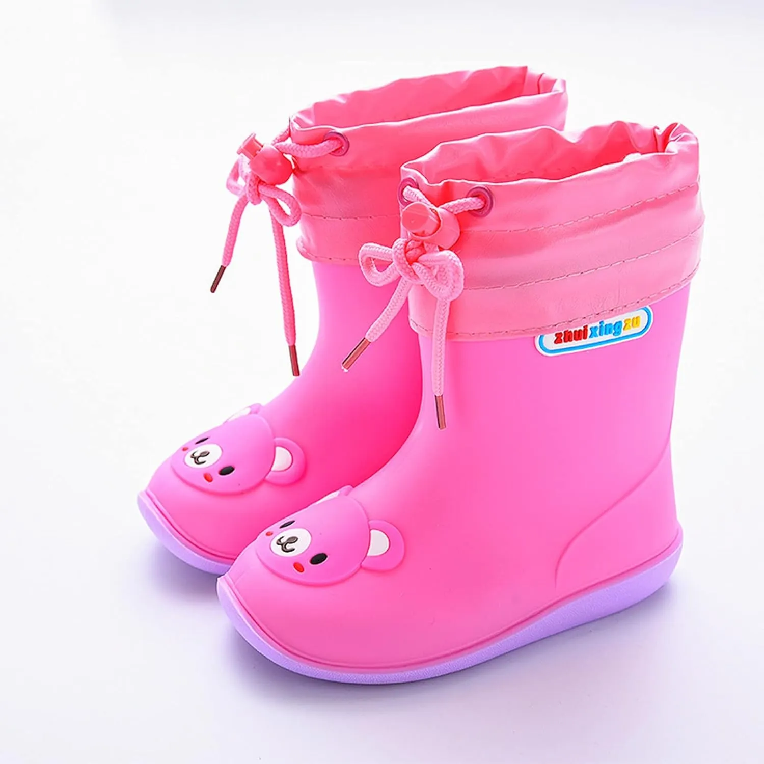 Kids Rain Boots for Girls Boys Waterproof Toddler Cute Cartoon Insulated Rubber boots with Snow Shoes for Kids