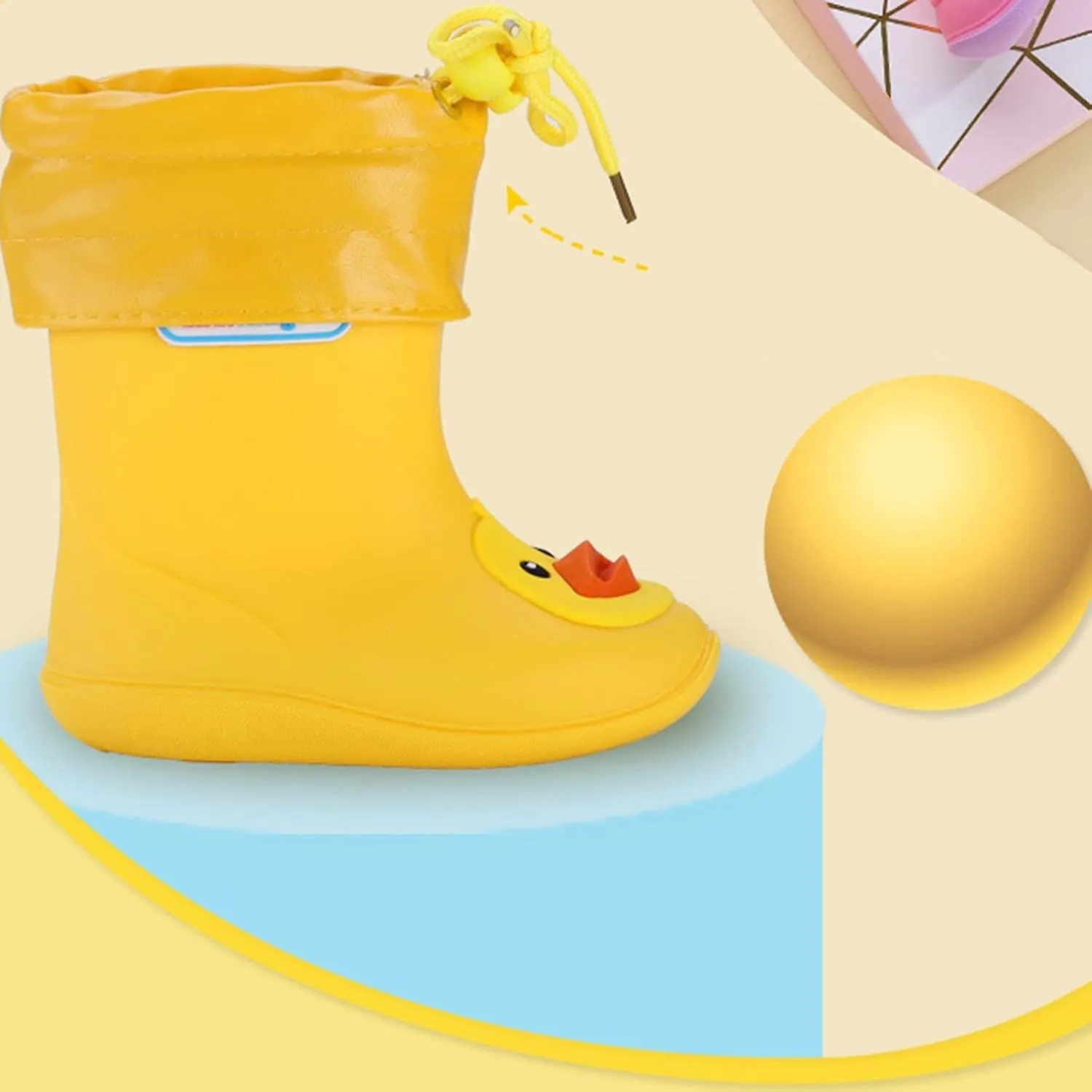 Kids Rain Boots for Girls Boys Waterproof Toddler Cute Cartoon Insulated Rubber boots with Snow Shoes for Kids