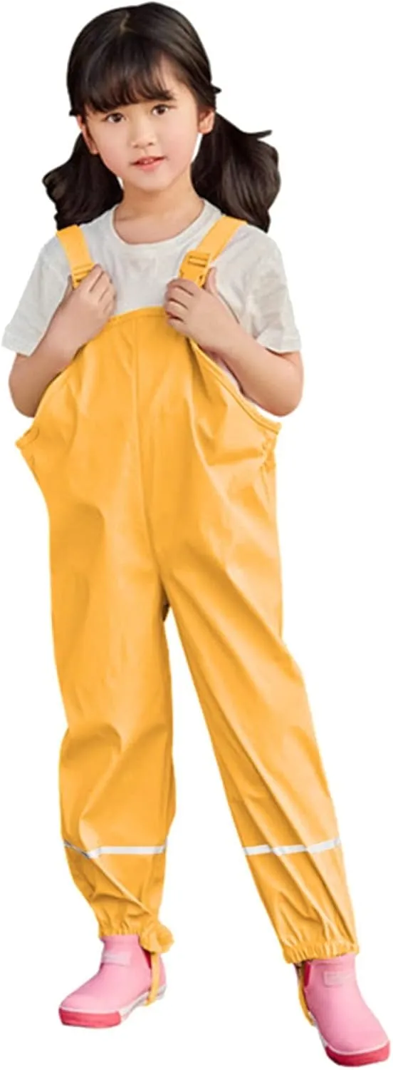 Kids Rain Pants Toddler Boys Girls Waterproof Suspender Pants Rain  Overalls Mud Dirty Proof Rain Suit Outdoor