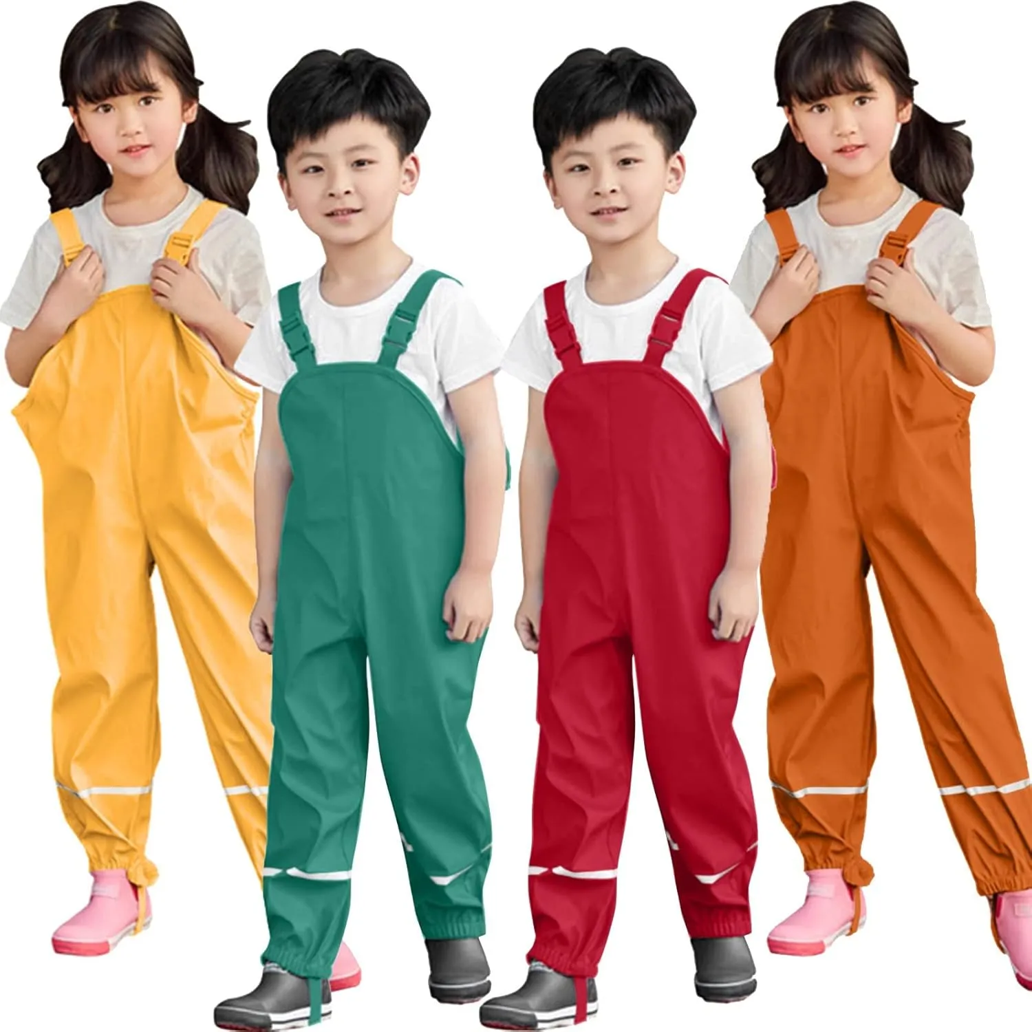 Kids Rain Pants Toddler Boys Girls Waterproof Suspender Pants Rain  Overalls Mud Dirty Proof Rain Suit Outdoor