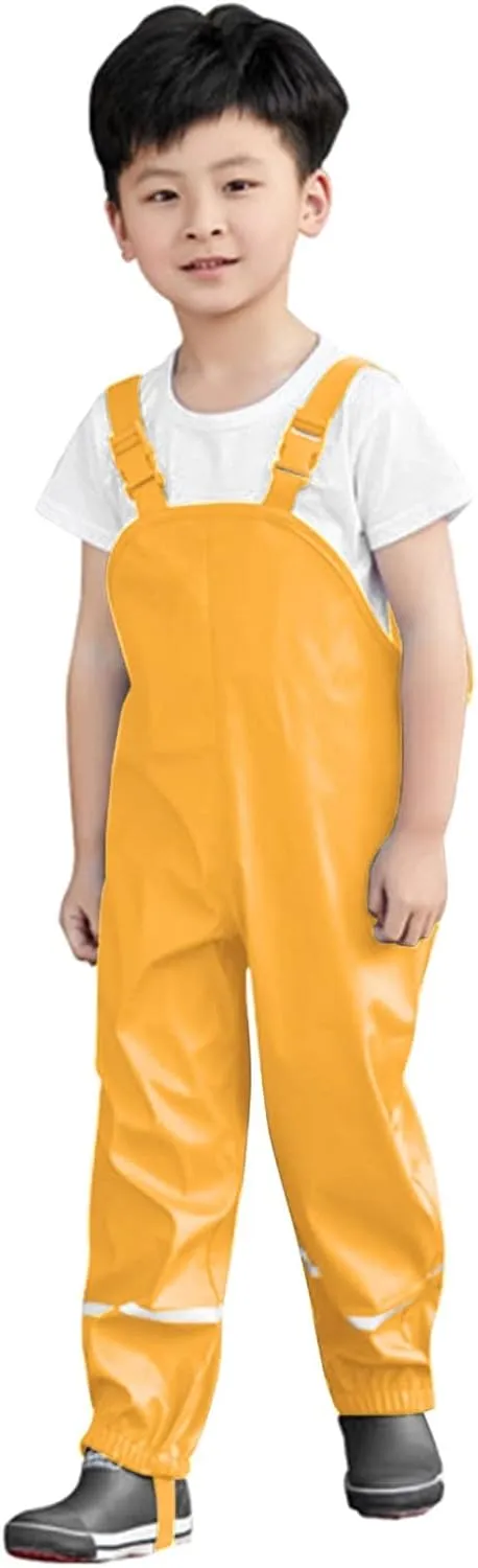Kids Rain Pants Toddler Boys Girls Waterproof Suspender Pants Rain  Overalls Mud Dirty Proof Rain Suit Outdoor