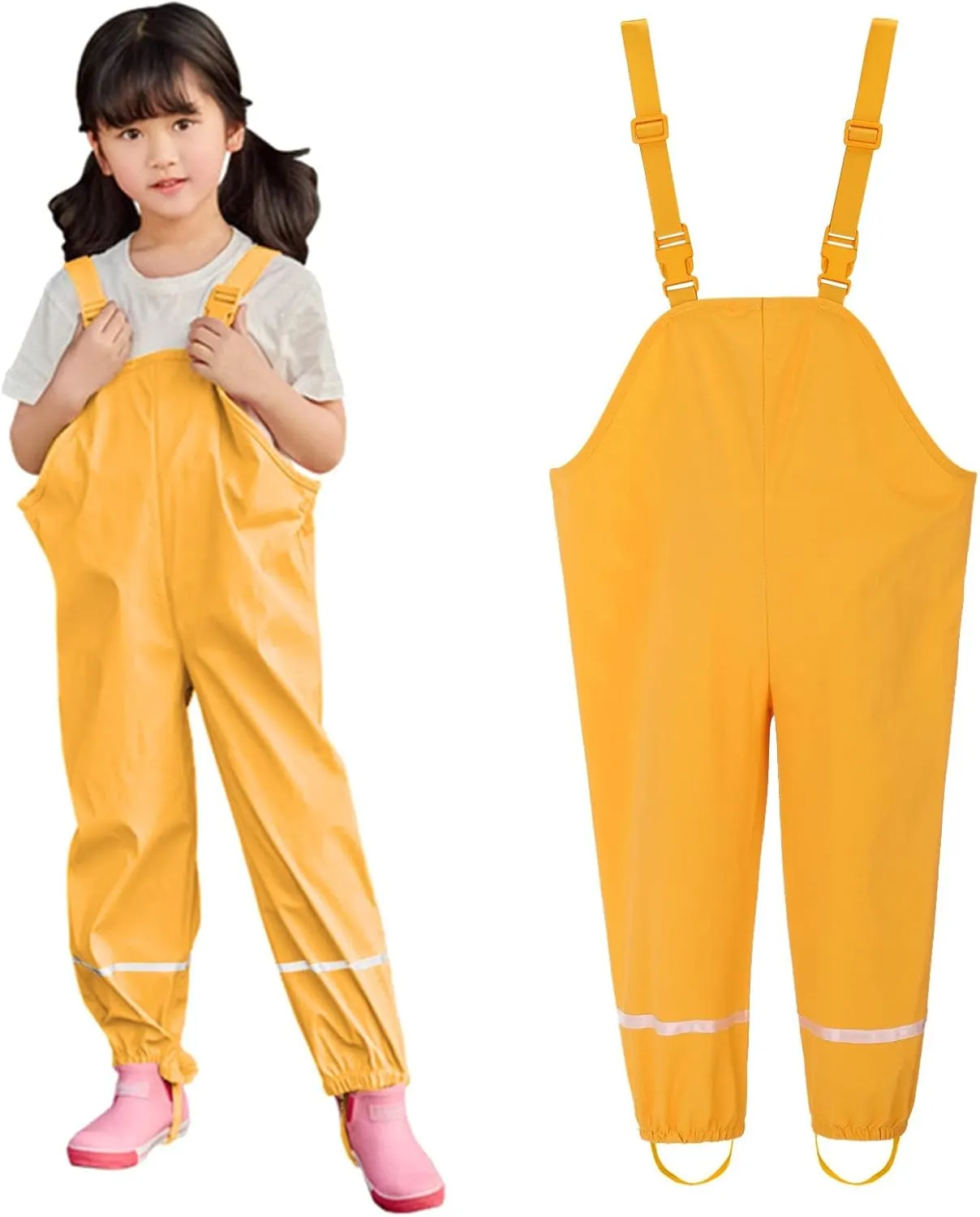 Kids Rain Pants Toddler Boys Girls Waterproof Suspender Pants Rain  Overalls Mud Dirty Proof Rain Suit Outdoor